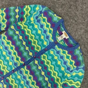 Vintage Talbots Petite Knit Cardigan Sweater Geometric Button Women's Large